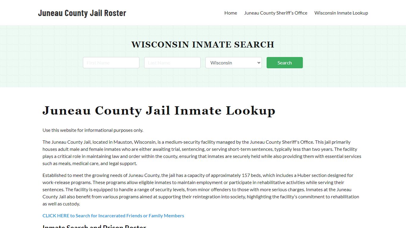 Juneau County Jail Roster Lookup, WI, Inmate Search